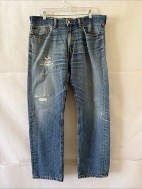 Levi's 505 Men's Jeans Sz  36x30 Medium Wash Distressed Straight Leg READ